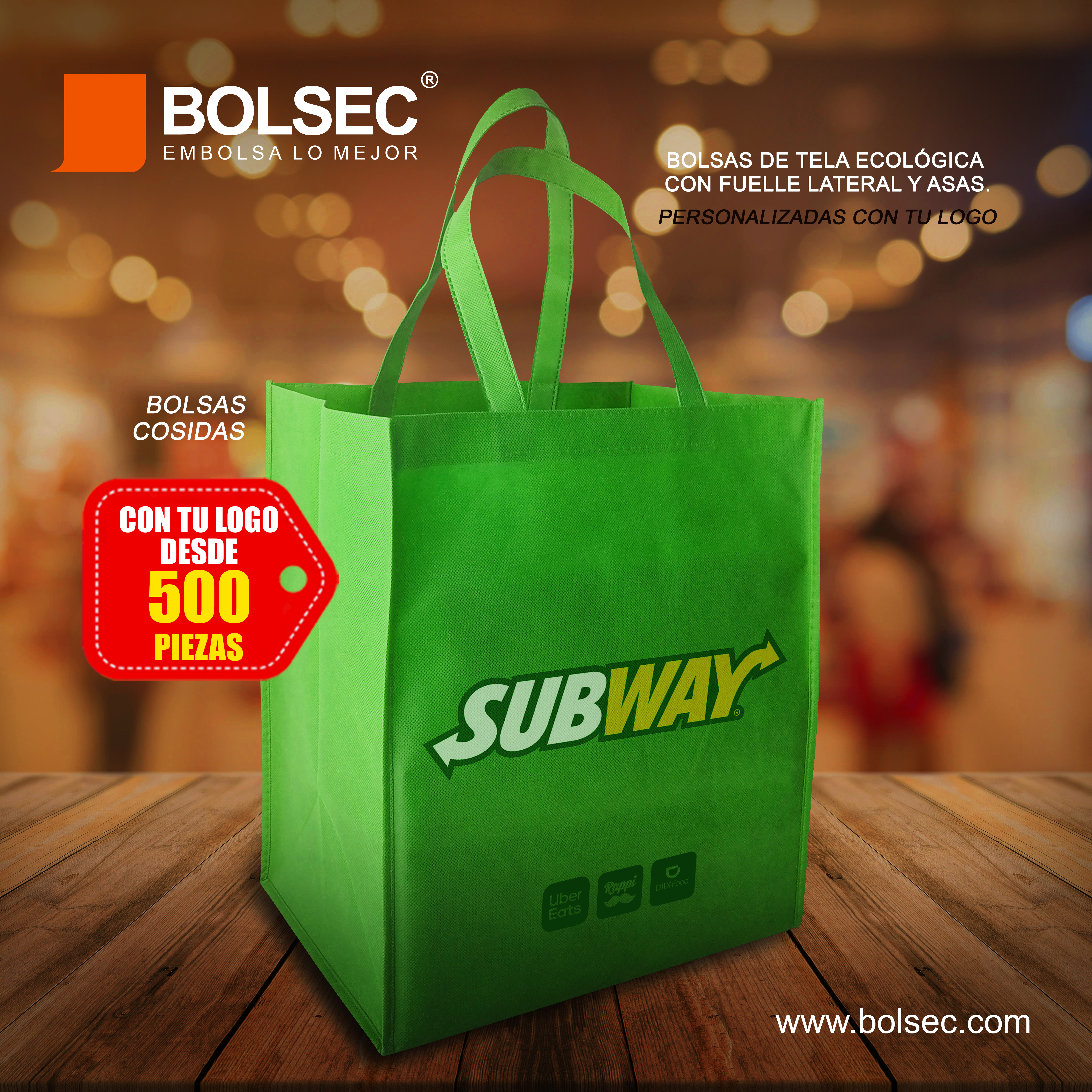 Bolsa ecologica de tela non woven con fuelle impresa